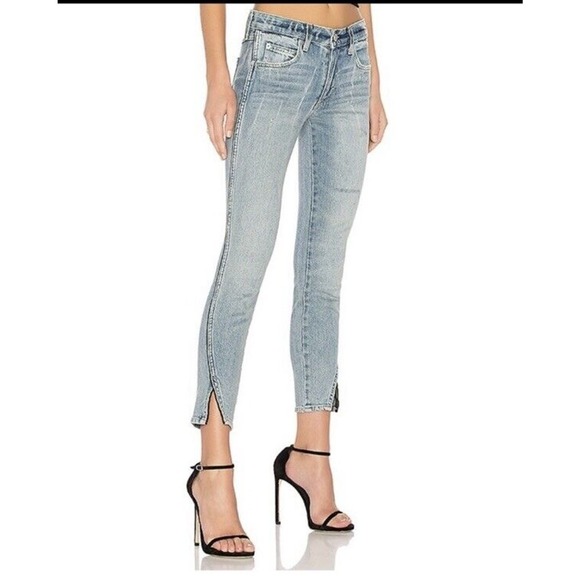 AMO Denim - AMO Jeans Size 30/26 Twist Sweet Cheeks Cropped Piping Velvet Stripe Split Hem‍